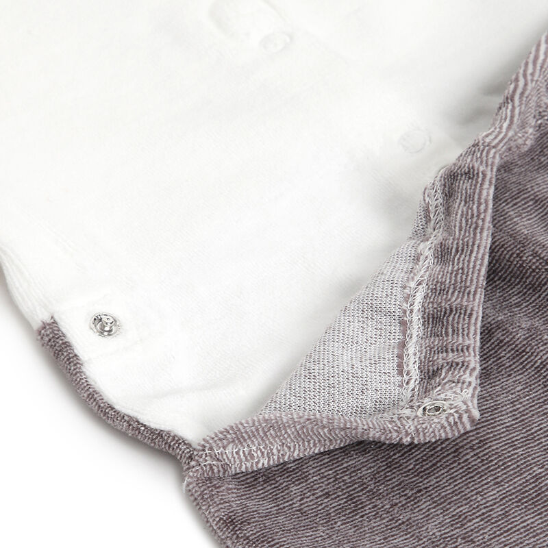 Boys Medium Grey Applique Nappy Opening Babysuit image number 3
